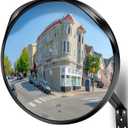 16" Convex Driveway Mirror - Upgrade Wide Angle View, Adjustable Blind Spot, Traffic and Security Mirror for Indoor and Outdoor, Parabolic Safety (Black)