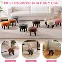 Small Foot Stool Round Pouf Ottoman, 13'' Leather Foot Rest with Non-Skid Rubber Legs, Foolstool Ottomans for Couch, Sofa Footrest Step Stool for Living Room Bedroom Entryway Office, Pink