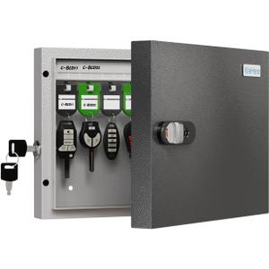 WeHere 16 Key Lock Box Wall Mounted Key Cabinet with Dual Lock (Key & 3-Digit Combination), Home & Small Office Key Organizer for Entryway & GarageIncludes Key Tags