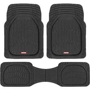 Motor Trend FlexTough Floor Mats for Cars, Black Deep Dish All-Weather Car Mats, Waterproof Trim-to Fit Automotive Floor Mats for Cars Trucks SUV, Universal Floor Liner Car Accessories