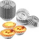 35Pcs Mini Tart Pans Egg Tart Mold, 2.75" Aluminium Mini Pie Tins Reusable Tart Pans for Baking