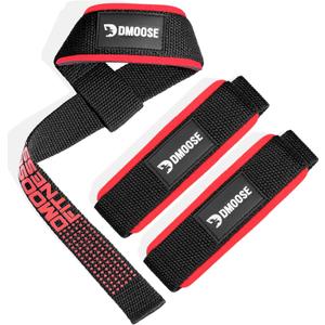 DMoose Fitness Lifting Straps 24" (Pair) - 5mm Padded Durable Wrist Straps for Weightlifting & Powerlifting - Cotton Lifting Strap with Silicone Grip for Men & Women - Deadlift Strap for Gym Workout