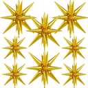 8Pcs Gold Star Balloons,Explosion Star Foil Balloons Huge Starburst Balloon Magic One-Piece 14-Pointed Mylar Spike Balloon for Graduation Birthday Wedding Party Decorations