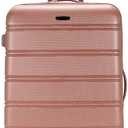 Rockland Melbourne Hardside Expandable Luggage with Spinner Wheels, Rosegold, Checked Large 28"