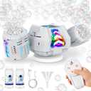 Cossy Rechargeable Bubble Machine, 360 Automatic Rotation Bubble Machine for Kids, Bubble Maker with Remote Control, RGB Lights & 20000+ Bubbles Per Minute, Outdoor Toys Games for Kids/Adults (White)