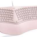 Nulea RT05C Wired Ergonomic Keyboard, Split Keyboard with Cushioned Wrist Rest, Adjustable Tilt Legs, Plug and Play, USB Corded, Compatible with Windows/Mac (Pink)
