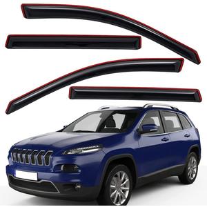 Lightronic Extra Durable Clip-on in-Channel Auto Vent Window Visor, Fits 2014-2023 Jeep Cherokee, UV Protection Rain Guard, Original Wind Deflector, No-Drill Easy Install, Dark Smoke, 4-Pcs