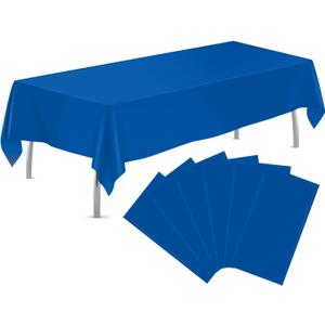Royal Blue 6 Pack Plastic Table Cloth 54" x 108", Disposable Tablecloths Rectangle Table Cover, Plastic Tablecloths for Parties