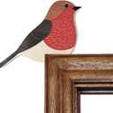 2 x Wooden Robin Door Toppers, Bird Door Corner, Christmas Gift for Nature Lovers, Robin Pair Decor, Kids Room Decor, Christmas Gifts, Ideal Housewarming Gift, 5.5x5 inches