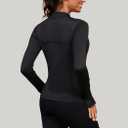 Bosmeer Workout Jackets for Women Lightweight Zip Up Slim Fit Yoga Sportwear Stretchy Crooped Running Jacket with Thumb Holes, Black Size L