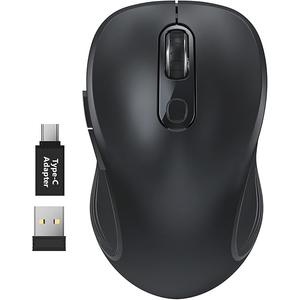 WisFox 2.4G Wireless Mouse for Laptop, Ergonomic Computer Mouse with USB Receiver and 3 Adjustable Levels, 6 Button Wireless Mice for Windows Mac PC Notebook (Grey)