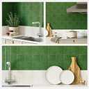Yoillione Peel and Stick Backsplash for Kitchen: Self Adhesive Wall Tiles for Bathroom - Vinyl Thick Back Splash Tile (5, Square Green)
