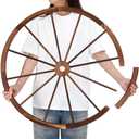 CroBlissful 1 Pc Wooden Wagon Wheels 30 Inch Removable Decorative Wooden Wheels Old Western Wood Wagon Wheel Hanging Cowboy Party Decorations Wood Wheels for Bar Garage Indoor Outdoor