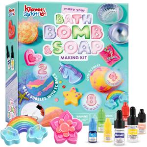 Klever Kits Bath Bomb, Soap Making Kit for Kids, 2-in-1 Spa Science Kits, DIY Make Your Own Bath Bombs & Soap, Spa Kit for Kids, Gifts Toys for Toddler Kid, Birthday Present