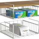 Simple Houseware Under Shelf Basket, White  2-Pack Space-Saving Storage Organizer for Kitchen, Pantry, Closet, Office  Wire Metal Shelf Organizer, No Tools Required