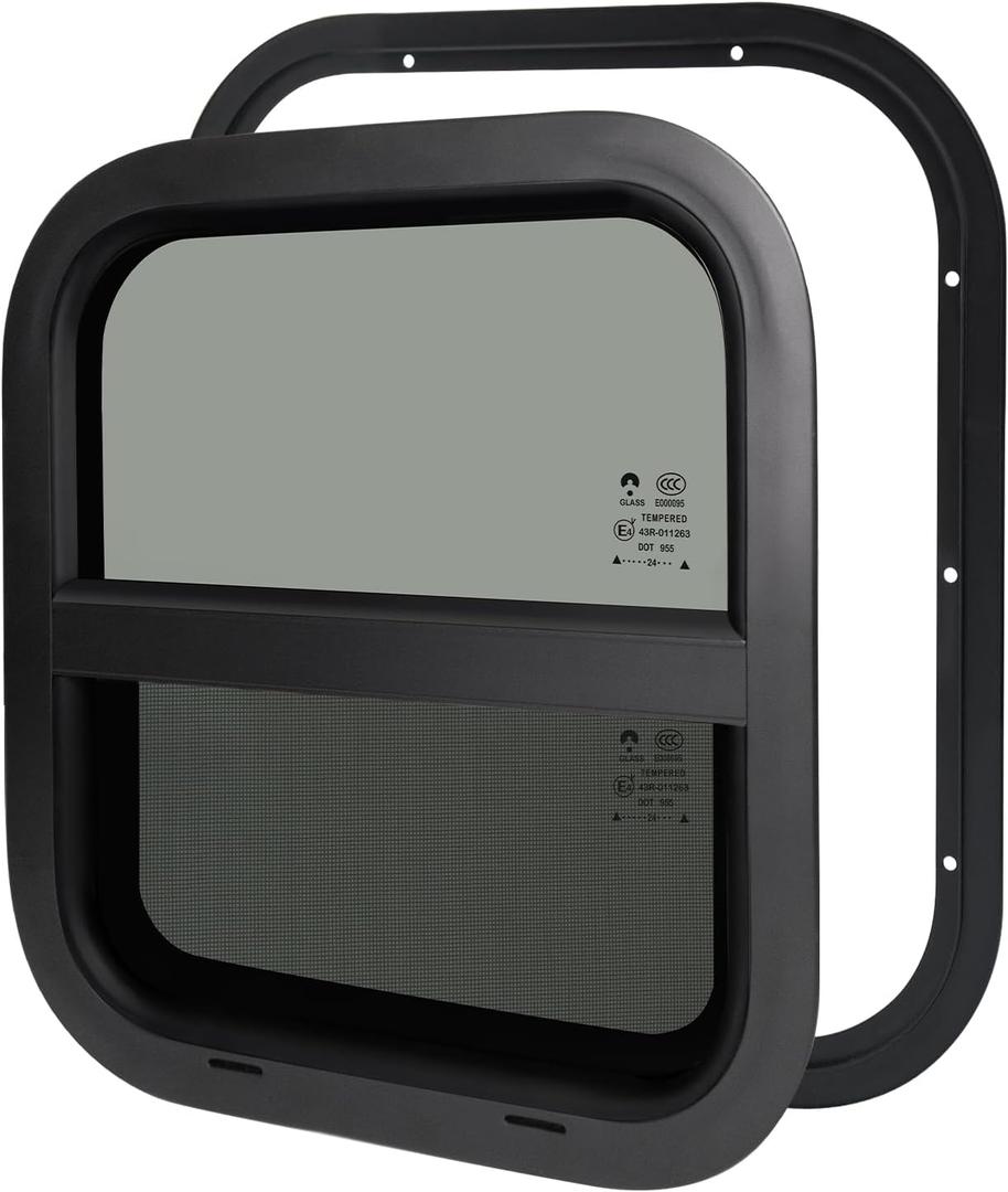 NOVINO RV Window for Trailer Camper,Vertical Sliding Replacement RV Window for Cargo Trailer Camper Utility Van Truck SUV,14" W x 16" H, Fit 15/16" or 1-3/8" Thick Wall,Allow Error 1/16",DOT Approved
