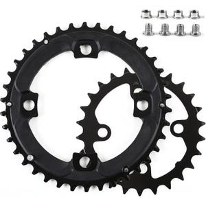 BUCKLOS 64/104 BCD Bike Chainring Set with Pin, Steel CNC Alloy Double/Triple MTB Chainring 22T 24T 26T 32T 38T 42T 44T 4 Bolts Mountain Bicycle Chainrings 8 9 10 Speed Compatible