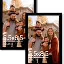2 Packs 5.5x8.5 Picture Frame Black, Engineered Wood 5.5 x 8.5 Photo Frame, 3 by 5 Photo Poster Frame for Wall Hanging and Tabletop Set of 2, Black