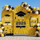 WovWeave Graduation Arch Backdrop Stand Cover Set of 3-4ft 5ft 6ft Grad Arch Cover Photo Booth Backdrop Decorations for Graduation Party Decor Supplies(Yellow Black,Class of 2026)