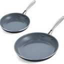 GreenPan Swift Healthy Ceramic Nonstick, 8" and 10" Frying Pan Skillet Set, Stainless Steel Handles, PFAS-Free, Dishwasher Safe, Oven Safe, Black
