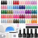 Beetles Gel Nail Polish Kit with U V Light -54 Pcs Gel Nail Kit Four Seasons Glow 32 Colors Set with Base Matte & Glossy Top Coat Soak Off Home Salon DIY Manicure Christmas Gifts for Women Teen Girls
