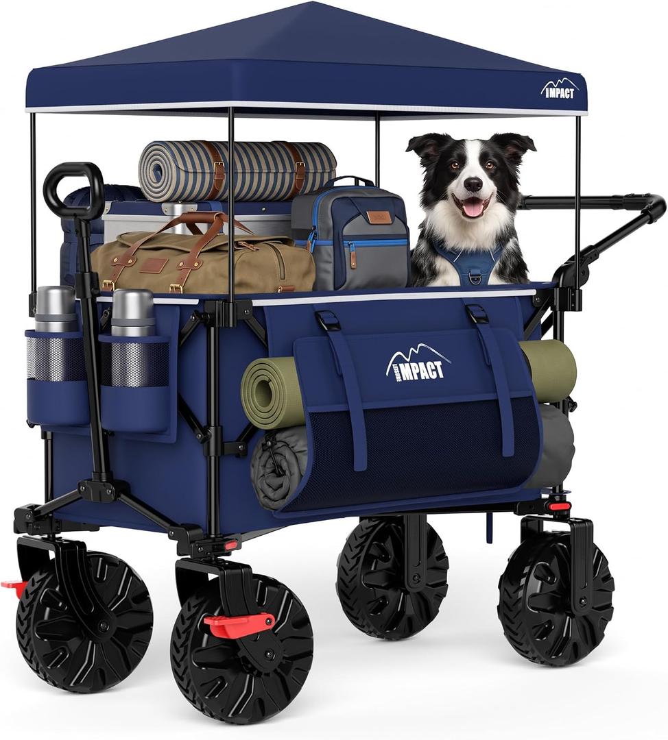 Foldable Push Wagon with Canopy, 200L Portable Folding Utility Pull Cart