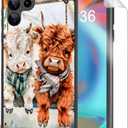 for Samsung Galaxy S25 Ultra Phone Case, Soft TPU Shockproof Full Body Protection Cover 6.9" for Samsung Galaxy S25 Ultra, Lightweight Compatible Wireless Charging, Cute Highland Cows
