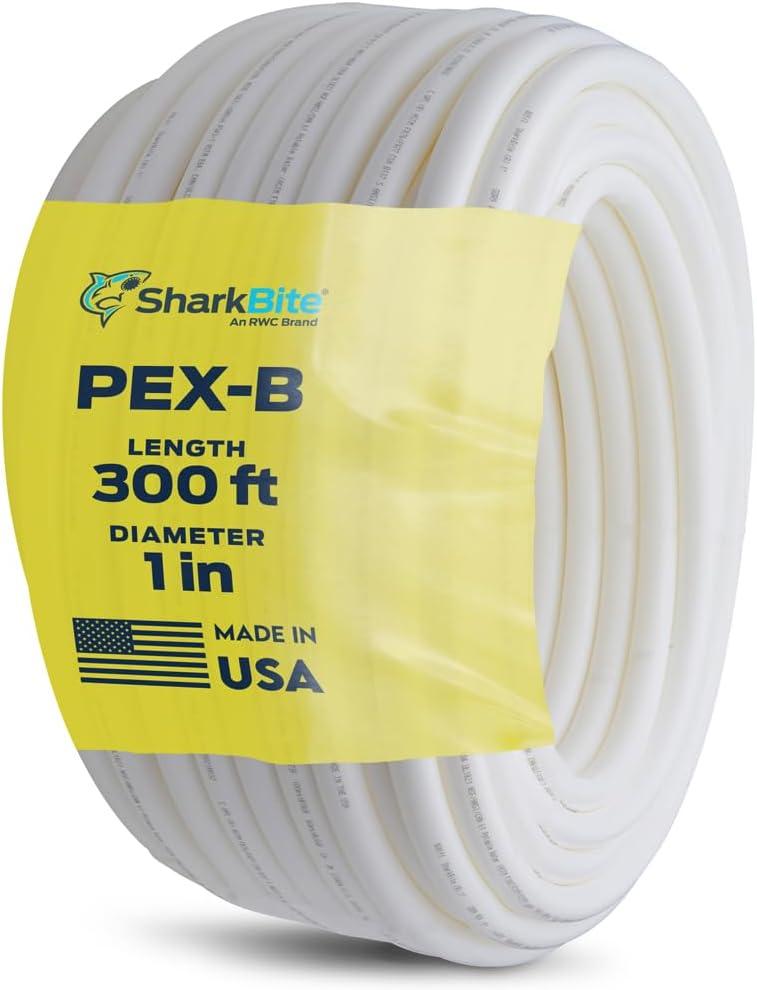 SharkBite 1 Inch x 300 Feet White PEX-B, PEX Pipe Flexible Water Tubing for Plumbing, U880W300
