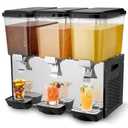 VEVOR Commercial Beverage Dispenser, 3 Tanks 18 L / 19 QT Per Tank Juice Dispenser, 512W Stainless Steel Ice Tea Drink Machine with 45°F-54°F Cooling Temperature, for Cold Drink Restaurant Bar Party