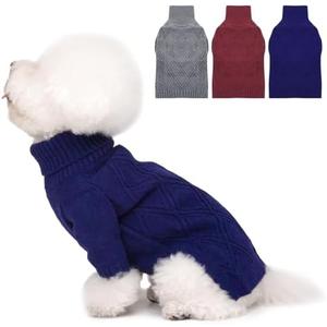 Dog Sweaters for Small Dogs Male- Navy Blue, Small - Warm Turtleneck Pullover Knitwear,Keep Body Heat for Elderly Care,Lounge Wear, Health Protection,Yorkshire, Bichon, S