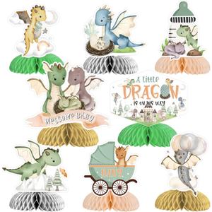 Kreatwow Dragon Honeycomb Centerpieces Dragon Baby Shower Decoration Dragon Theme Table Centerpieces Welcome Baby Decorations A Little Dragon On The Way Decorations for Boy's Dragon Knight Baby Shower