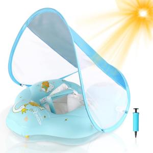 Baby Float with Canopy UPF50+ Sun Protection for Infant Newborn Toddler Inflatable Swimming Spring Swim Water Float 0-36 Months with Balance Ball Safety Seat