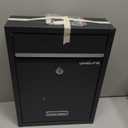 Uniclife Wall Mount Mailbox for Outside, Locking Mail Box, Large Mailbox with Key Lock, Security Mail Box for House, Safe Key Drop Box, Post Box, Steel Cash Drop Box for Home Office School, Black