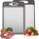 Titanium Cutting Boards for Kitchen Non Toxic  Double Sided Metal for Meat/Fish & Wheat Straw PP for Fruits/Vegetables, Dishwasher Safe, Hygienic, 100% Pure Titanium Easy Clean Chopping Board
