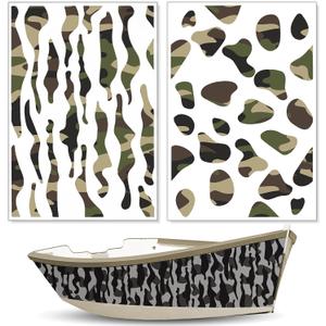 Juexica 2 Pcs 18 x 26 Inch Large Camo Stencils Camouflage Stencils for Boat Reusable Templates Camo Stencil Painting Kit Green DIY Stencil for Spray Painting Boat Wood Canvas Floor Crafts