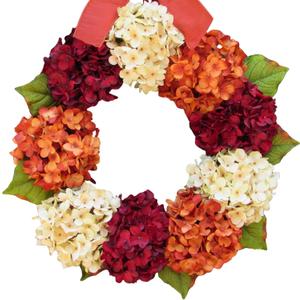 Hydrangea Fall Wreath  Thanksgiving Front Door Decoration  Late Summer Porch Decor  16, 22, 24 Size Option
