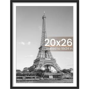 upsimples 20x26 Picture Frame, Display Pictures 18x24 with Mat or 20 x 26 Without, Wall Hanging Poster Frames, Black, 1 Pack