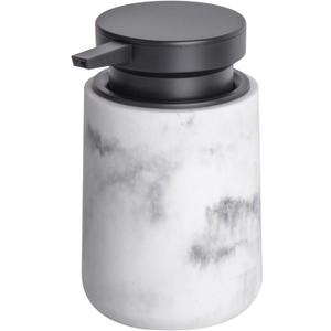 Clasin Home Liquid Soap Dispenser with Easy-to-Press Pump, 10 oz Refillable Hand Soap Dispenser with Extended Spout for Bathroom Kitchen Dish Lotion, Modern Stone Texture (White)