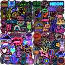 Water Bottle Stickers 200 Pcs Cool Neon Sticker Packs, Prizes for Kids Classroom Reward, Waterproof Vinyl Stickers for Water Bottles Laptop Skateboard Scrapbooking Journaling Notesbook Luggage etc (A-cool Neon)