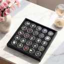 Geelin 3 Pcs Gem Display 75 Case Gem Jars Small Size 8.0" x 8.0" x 0.75" Black Tray Foam Sheet Gemstones Storage Jars with Lids Insert Trays for Collectibles Jewelry Coins and Gemstone Storage