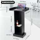 Black Podium Stand for Lectern, Presentation, Church, Classroom, Shelf Adjustable
