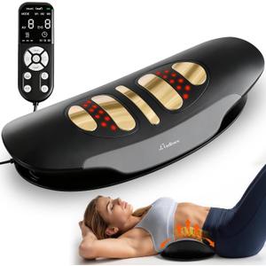 Electric Lumbar Traction Device for Lower Back Pain Relief, Multifunctional Lumbar Stretcher with Dynamic Traction, Red Light Therapy, 8-Level Electrotherapy, 3-Level Thermal Therapy, Vibration