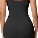 Strapless Shapewear Slip for Women, Tummy Control Bulit-in Bra Full Shapewear Dress Slip, Seamless Body Shaper (Black, L)
