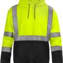 sesafety Class 3 High Visibility Sweatshirt for Men,Hooded Pullover,Hi-Vis Safety Hoodie Pullover Sweatshirt,Reflective Safety with Black Bottom (Yellow-203, 4XL)