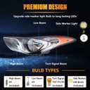 Headlight Assembly for Hyundai Elantra 2011 2012 2013, Passenger Side Halogen Headlamp with Clear Lens Black Housing Amber Reflector (All Bulbs Included), 1 PC,92101-3y000 HY2503161