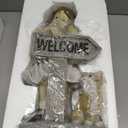 Girl Garden Statue with Solar LED Lights, Solar Girl Welcome Sign with Cat Garden Statue for Outdoor Decor, Porch, Patio, Yard Art Decorations, Polyresin 17.3 inch, 17.3 x 8.9 x 7.1 inches