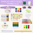 3-in-1 Kids Art Easel Set, Height Adjustable Magnetic Whiteboard & Chalkboard with Painting Paper Roll, Wooden Dual-Sided Art Station for Toddlers & Children Ages 3-8 (Art Supplies Included)