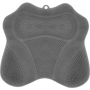 Dual-Sided Silicone Shower Foot Scrubber Mat  Foot Scrubber in Shower for Deep Cleaning & Exfoliation | Wall-Mounted Shower Foot Scrubber Mat & Back Cleaner for Men and Women (Grey, Standard)