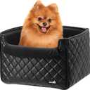 Pecute Stylish Leather Dog Booster Car Seat - 15.74" L x 12.99" W x 11.02" H, Suitable for Dogs Under 33Lbs