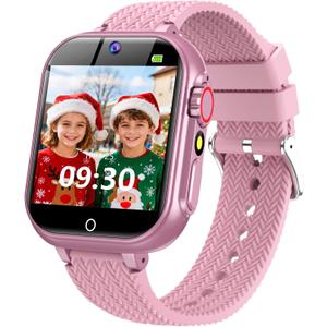 Kids Smart Watch for Girls Ages 5-12 with 32 Games, HD Touch Screen, Camera, Video/Audio Recording, Music Player, Alarm Clock 12/24, Christmas Birthday Gifts Toys for Girls Ages 4 5 6 7 8 9 10 (Pink)
